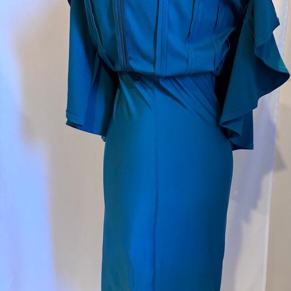 NWT Nue by Shani Blue Flutter Sleeve Midi Sundress formal cocktail dress - Picture 11 of 14